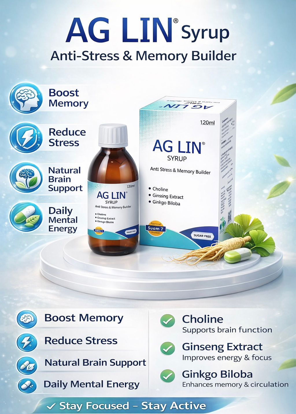 AG Lin Syrup 120 ml best medicine for brain - Image 2
